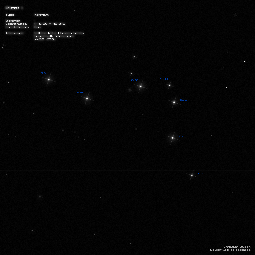 Der Asterismus Picot 1 im 20 Zoll Dobson- Teleskop (Spiegelteleskop)