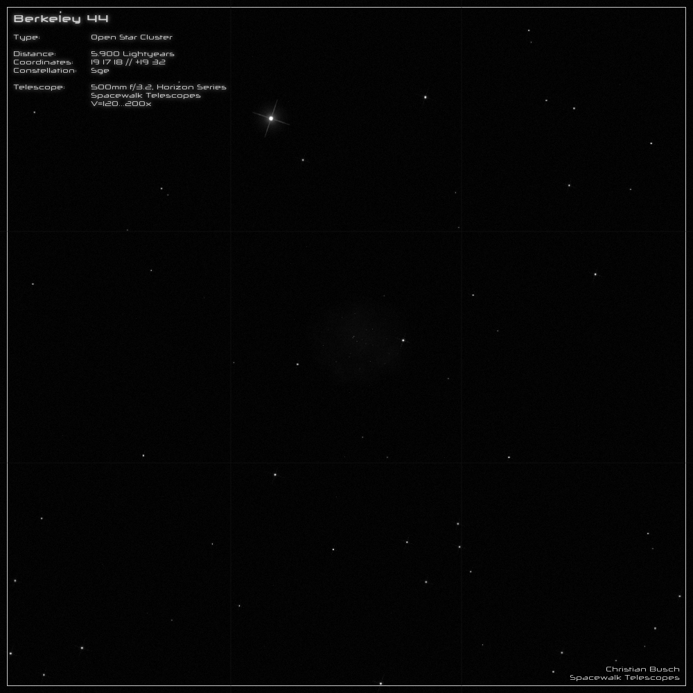 Der Sternhaufen Berkeley 44 im Sternbild Scutum im 20 Zoll Dobson- Teleskop (Spiegelteleskop)