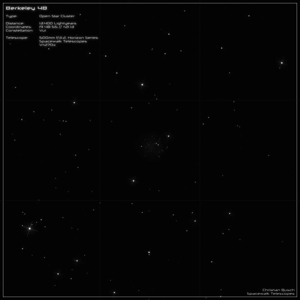 Der Sternhaufen Berkeley 48 im Sternbild Scutum im 20 Zoll Dobson- Teleskop (Spiegelteleskop)