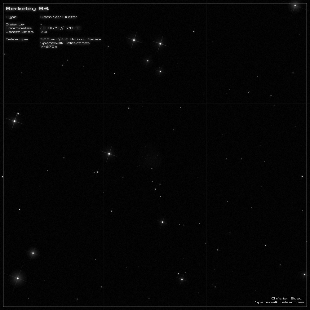 Der Sternhaufen Berkeley 83 im Sternbild Scutum im 20 Zoll Dobson- Teleskop (Spiegelteleskop)