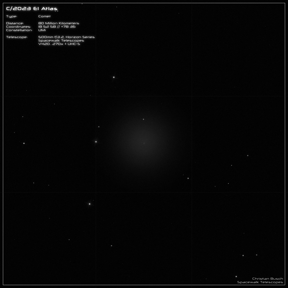 Komet C/2023 E1 Atlas in einem 20 Zoll Dobson- Teleskop (Spiegelteleskop)