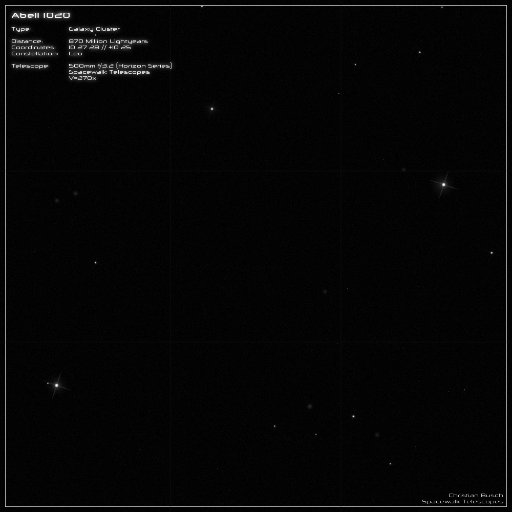 Galaxienhaufen Abell 1020 in Leo im 20 Zoll Dobson- Teleskop (Spiegelteleskop)
