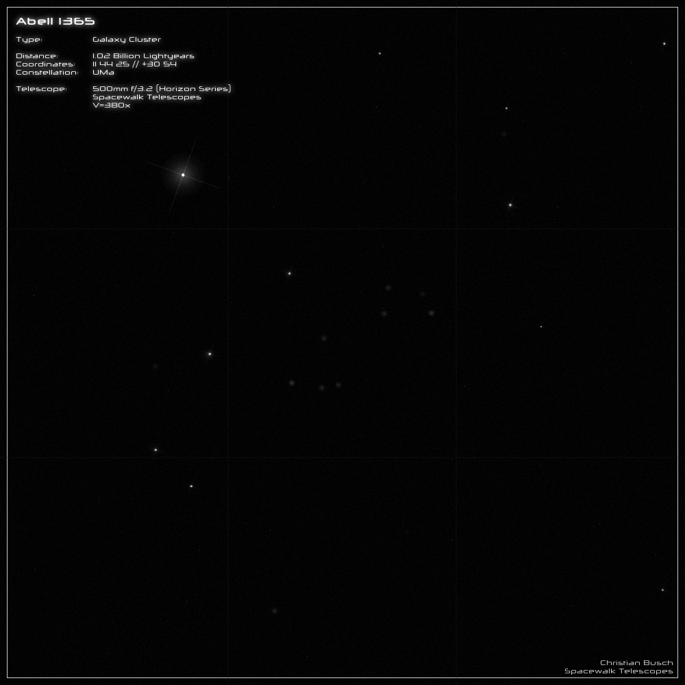 Galaxienhaufen Abell 1365 im 20 Zoll Dobson- Teleskop (Spiegelteleskop)