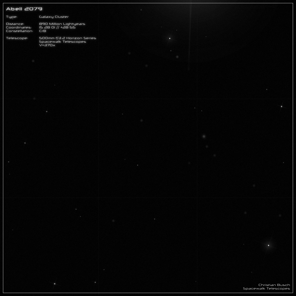 Galaxienhaufen Abell 2079 in CrB im 20 Zoll Dobson- Teleskop (Spiegelteleskop)
