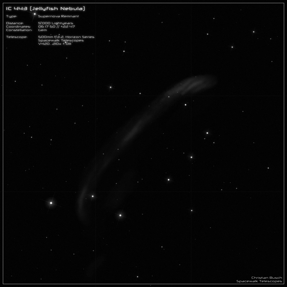 Der Nebel IC 443 im 20 Zoll Dobson- Teleskop (Spiegelteleskop)