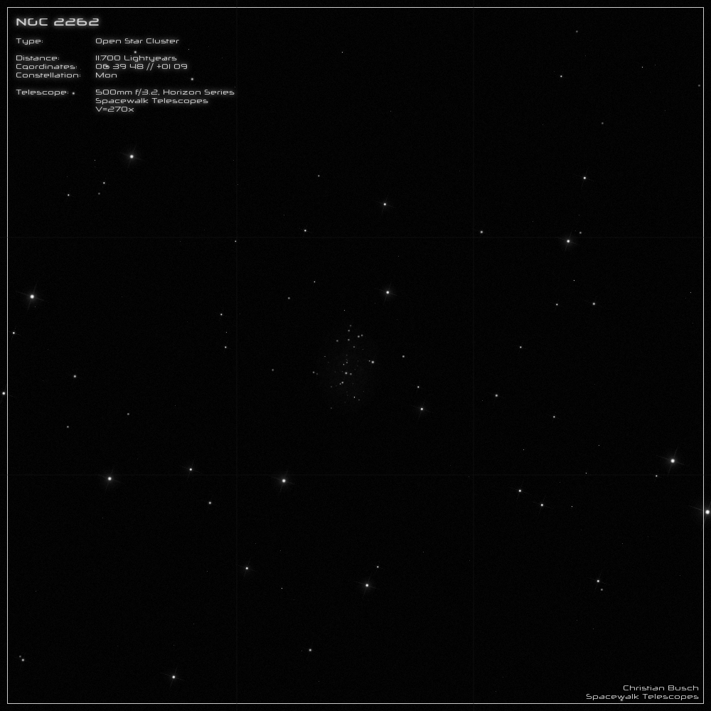 Der offene Sternhaufen NGC 2262 im Sternbild Einhorn im 20 Zoll Dobson- Teleskop (Spiegelteleskop)