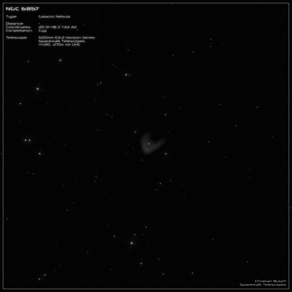 Der galaktische Nebel NGC 6857 im Sternbild Schwan im 20 Zoll Dobson- Teleskop (Spiegelteleskop)