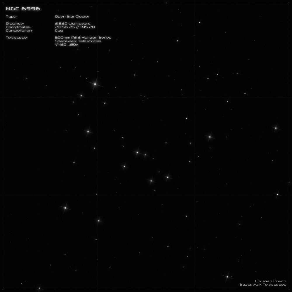 Der offene Sternhaufen NGC 6996 im Sternbild Schwan im 20 Zoll Dobson- Teleskop (Spiegelteleskop)