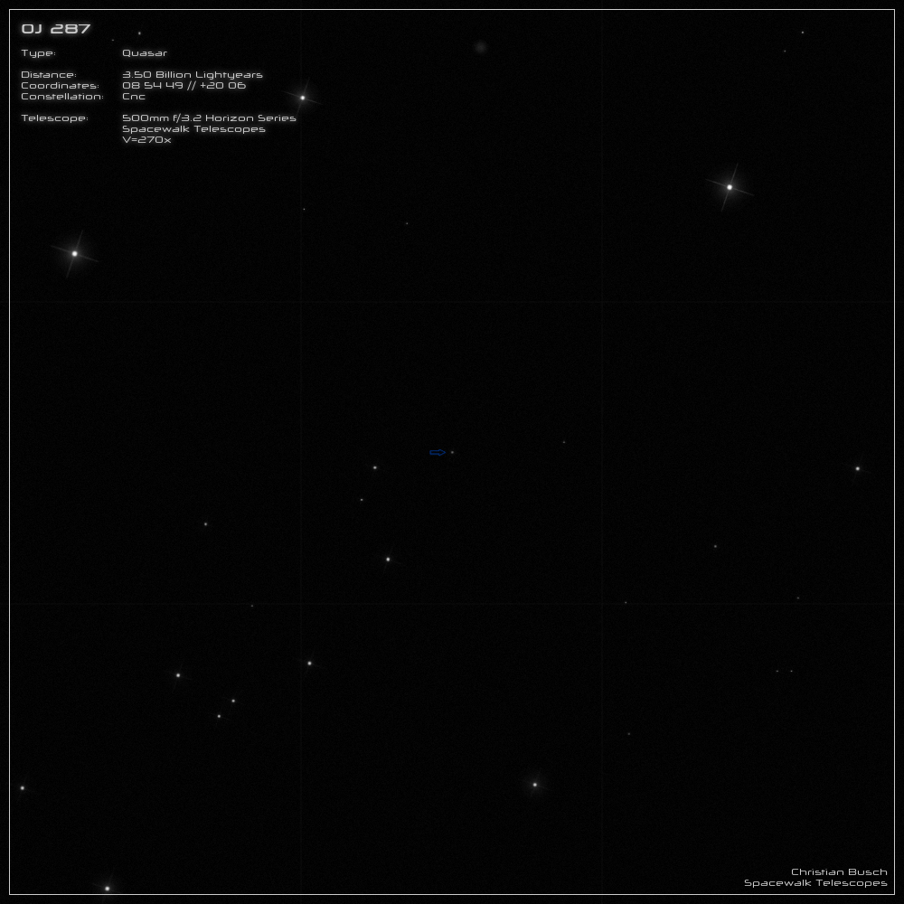 Der Quasar OJ 287 im Sternbild Krebs im 20 Zoll Dobson- Teleskop (Spiegelteleskop)