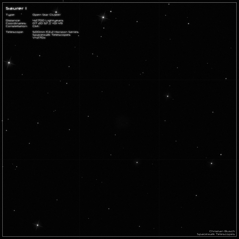Der offene Sternhaufen Saurer 1 im 20 Zoll Dobson- Teleskop (Spiegelteleskop)
